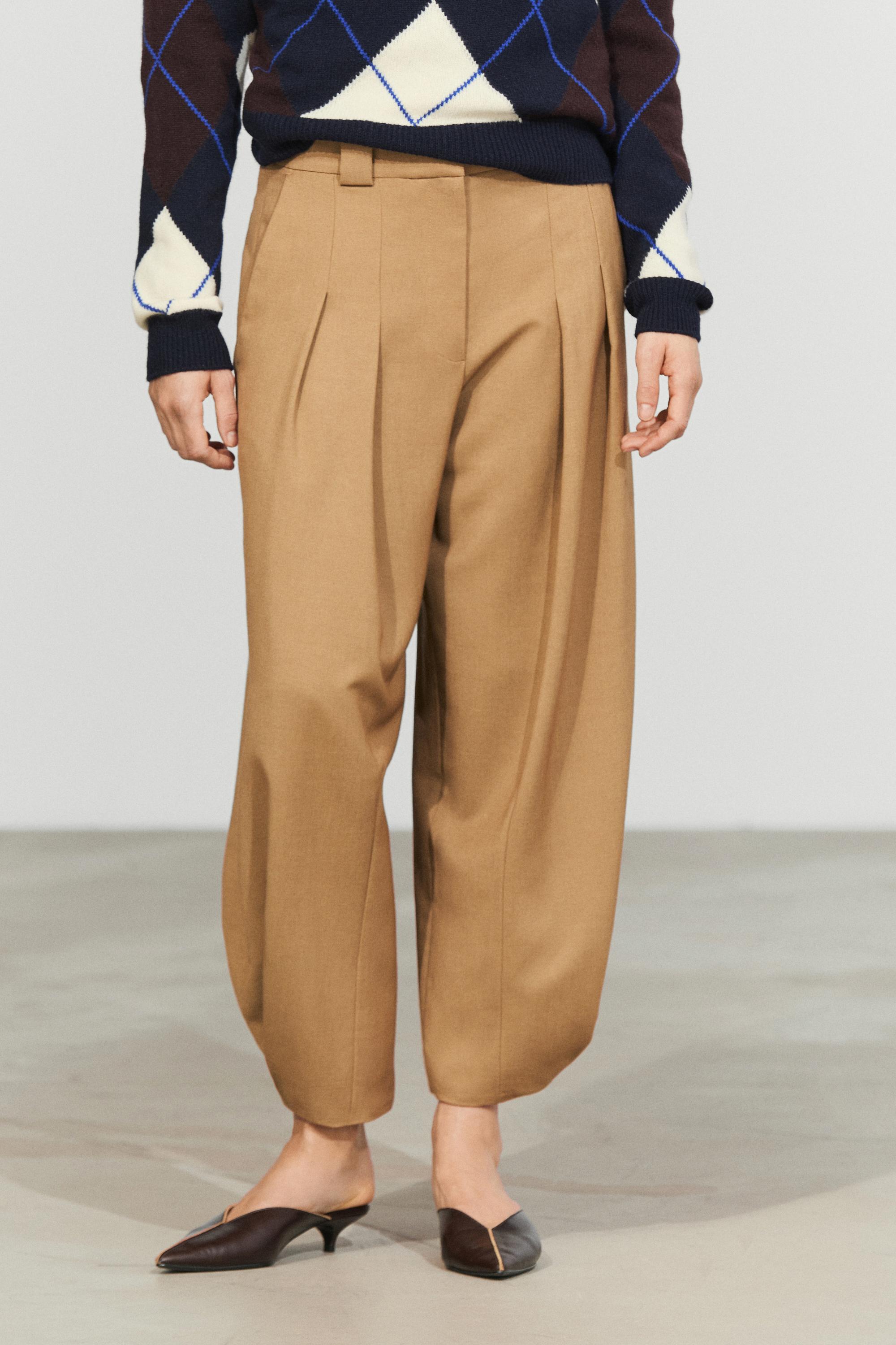 Pleated wool-blend pants — Dark mink