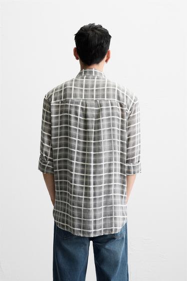 FLOWING CHECK SHIRT - Grey by Zara - Image 3