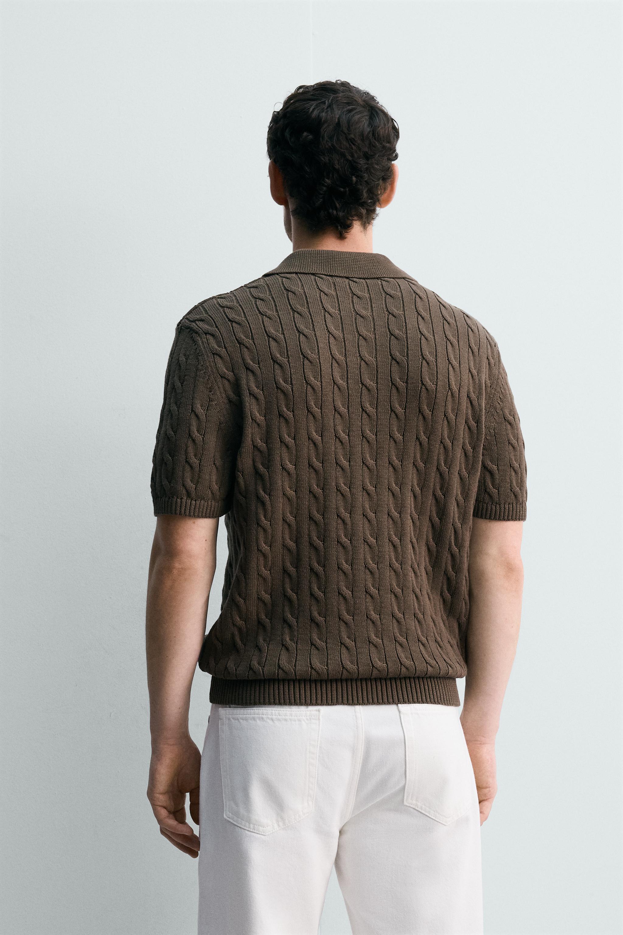 BRAIDED TEXTURED KNIT POLO