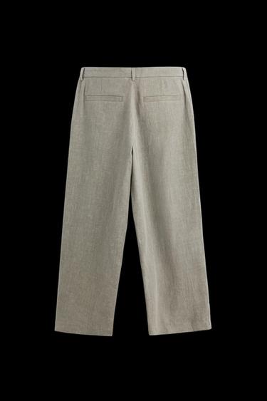 Zara 100% WASHED LINEN SUIT PANTS - Mink