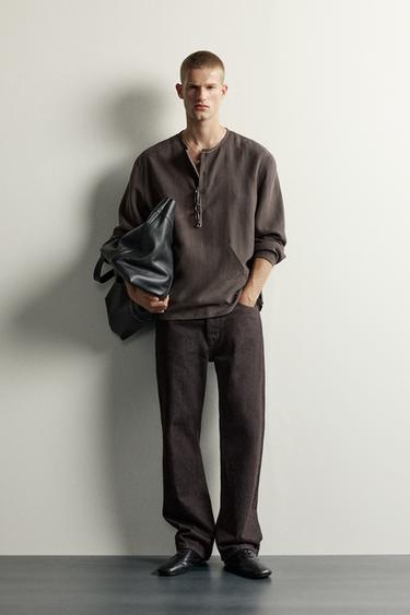 HENLEY POLO SHIRT WITH POCKETS - Chocolate by Zara - Image 0