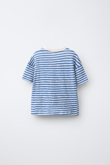 STRIPED FISH EMBROIDERY T-SHIRT - Blue by Zara - Image 1