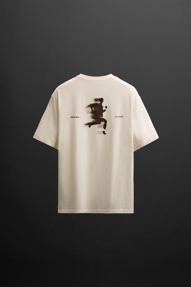 T-SHIRT MET RUNNING-PRINT - Wit van Zara