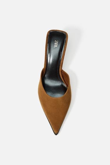 SLINGBACK SUEDE MULES - Dark tan by Zara