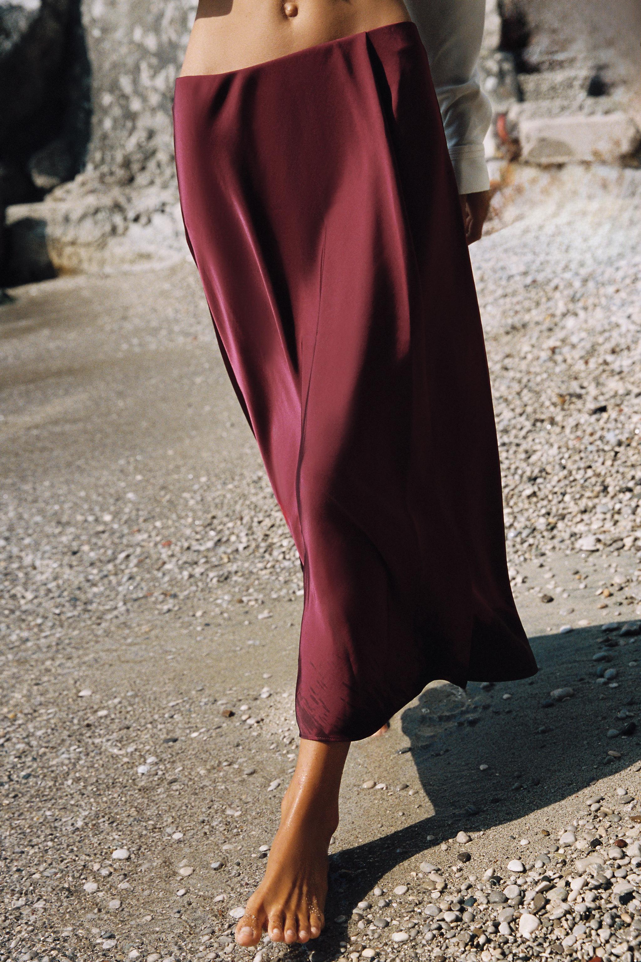 Женские юбки Zara SATIN WRAP MIDI SKIRT — фото 2