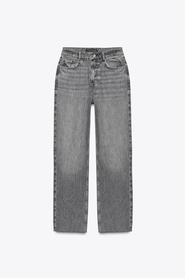 Zara Z.02 STRAIGHT HIGH-WAIST ANKLE JEANS - Gray