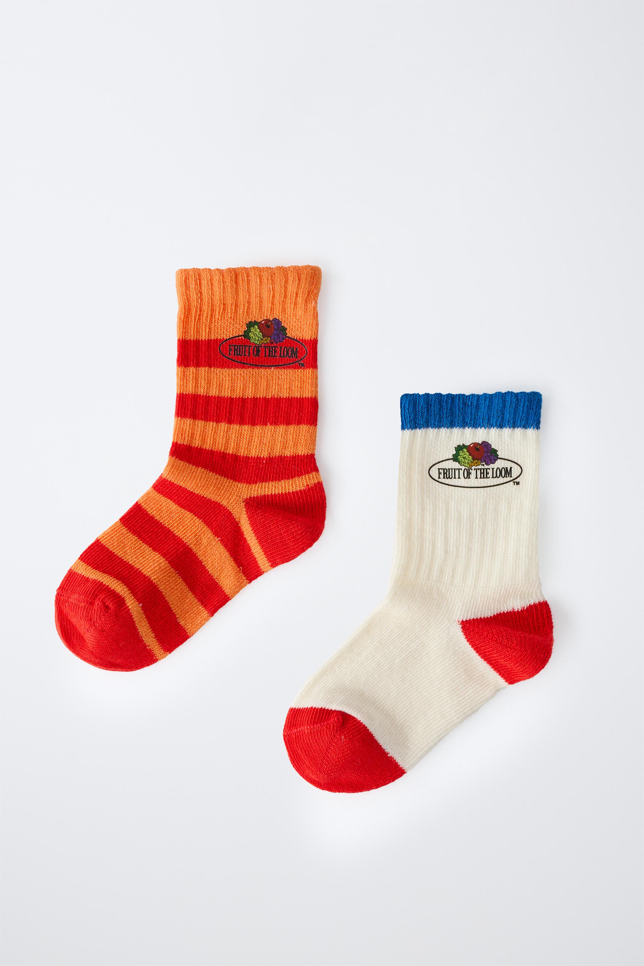LOT DE DEUX PAIRES CHAUSSETTES MI-HAUTES À RAYURES FRUIT OF THE LOOM™