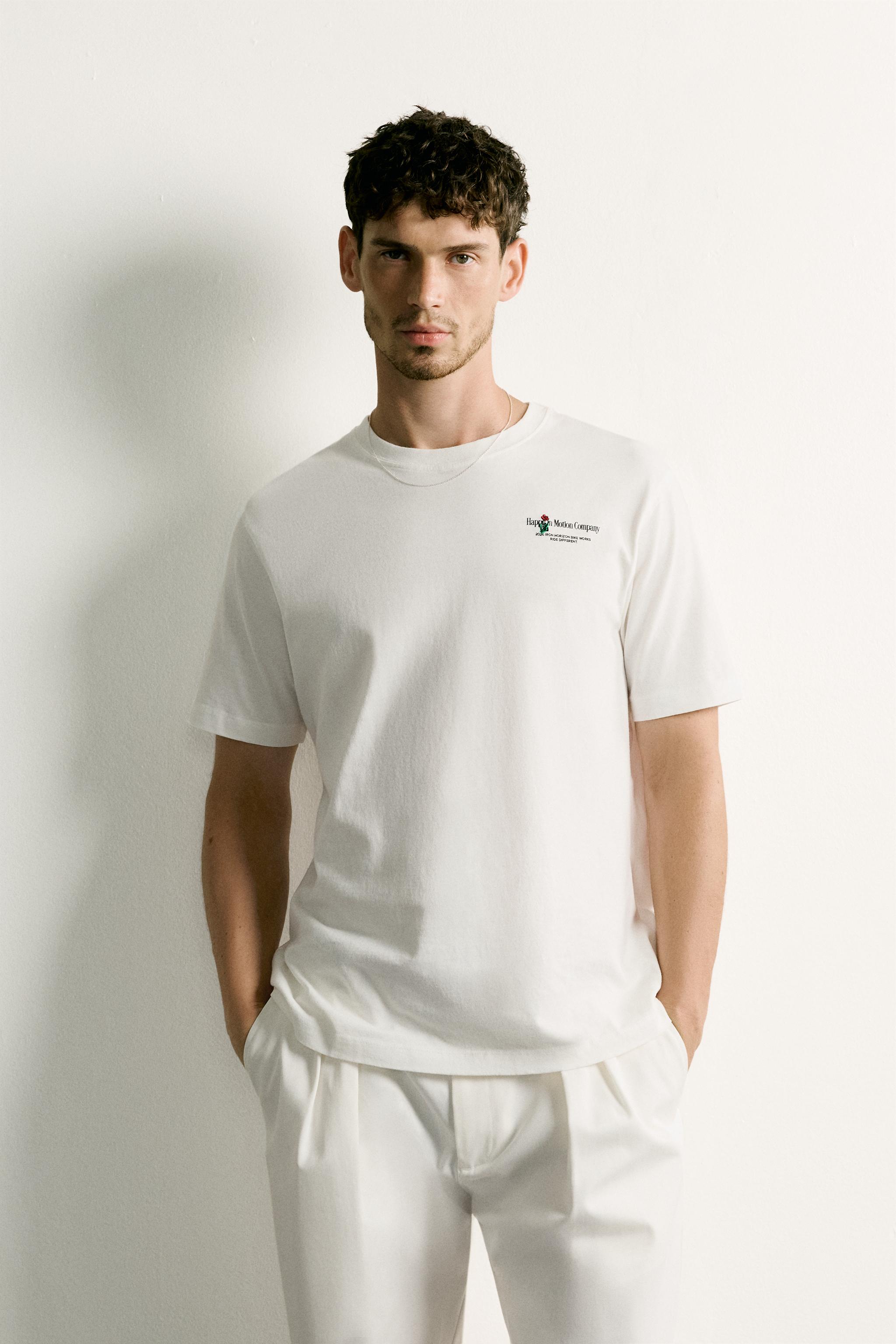 COMBINED PRINT REGULAR FIT T-SHIRT — Oyster-white