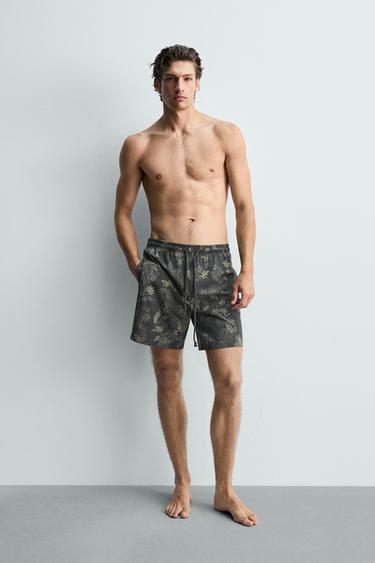Zara LONG FLORAL PRINT SWIMSUIT - Grays - Image 0