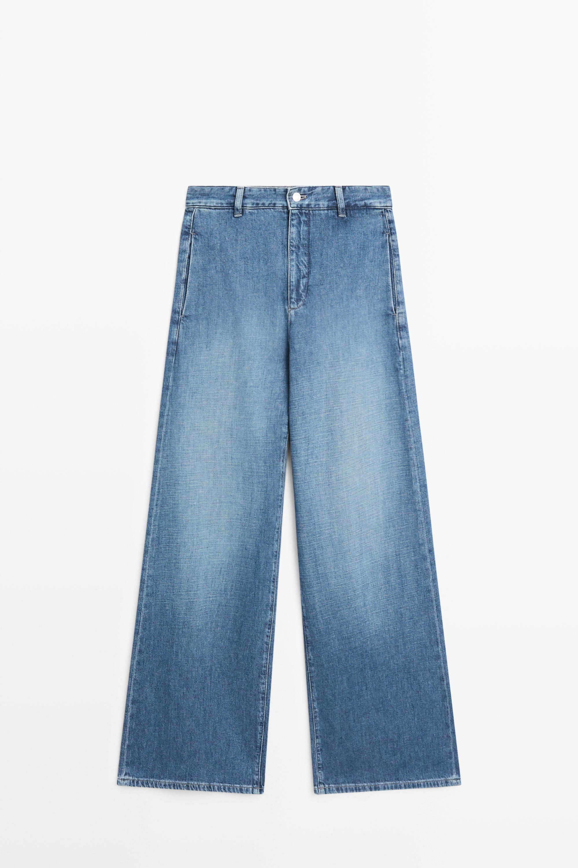 High-waist wide-leg jeans — Aquamarine