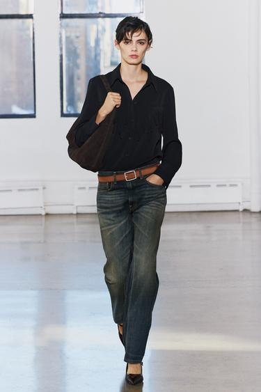 ZW COLLECTION RELAXED FIT MID-RISE JEANS - Faded blue by Zara