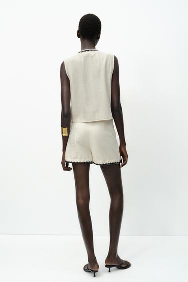 EMBROIDERED BERMUDA SHORTS - Ecru by Zara - Image 4