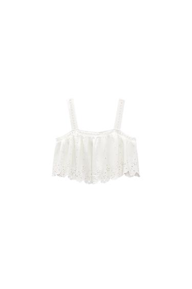 EMBROIDERED LINEN BLEND TOP