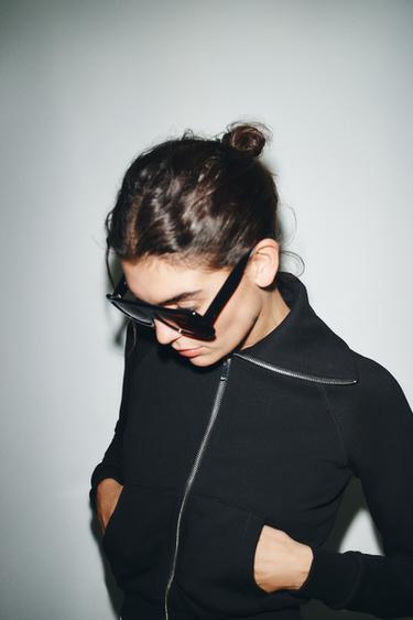 VESTE MOLLETON ZIPPÉE - Noir de Zara - Image 2