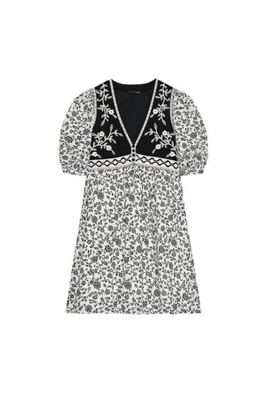 FLORAL PRINT COMBINED SHORT DRESS