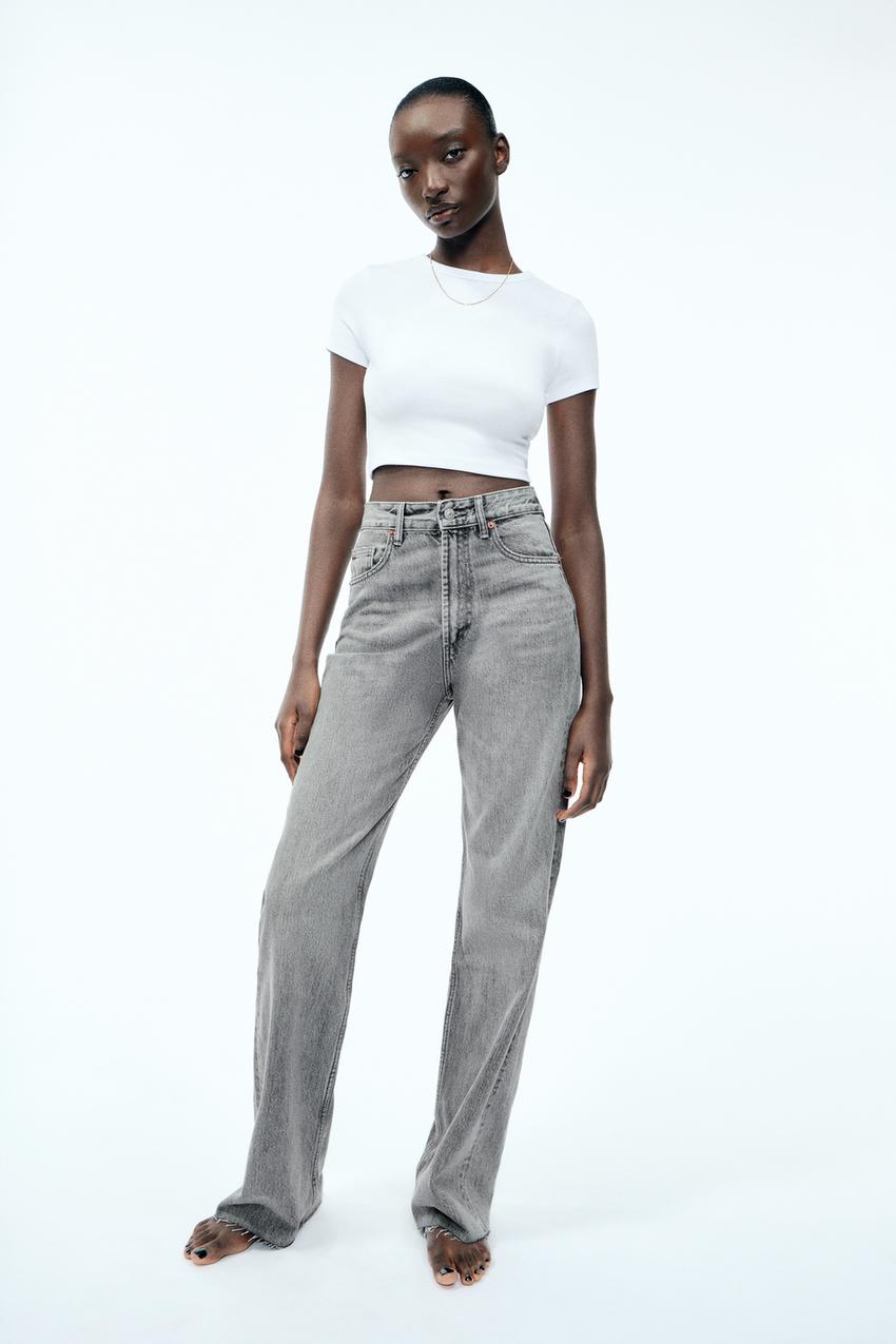 Pantalones Vaqueros Pantalones Ropas De Zara Mujer Grey Wide Leg