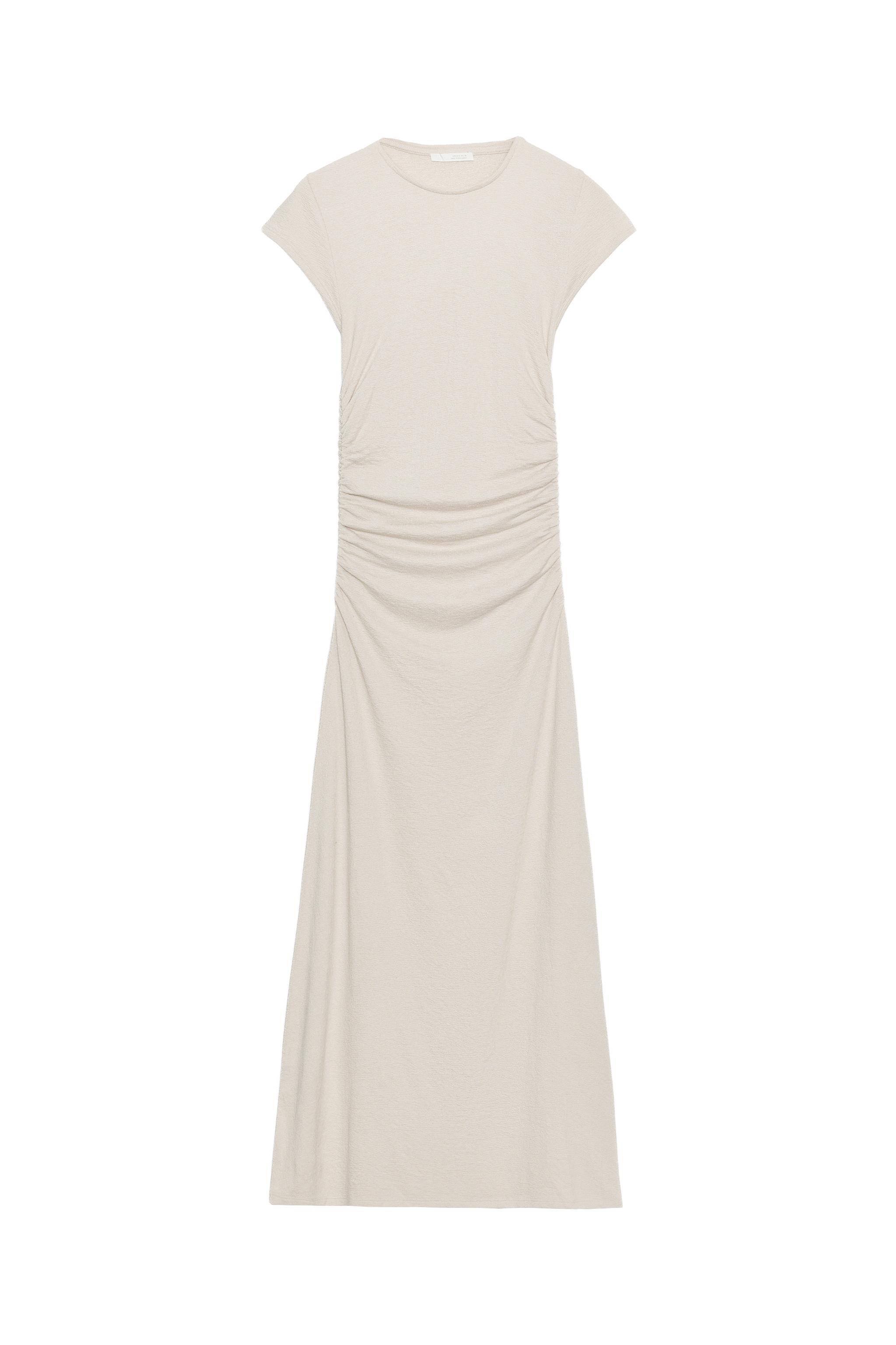 astr the label ruched long sleeve midi dress Ruched Mesh Midi Dress