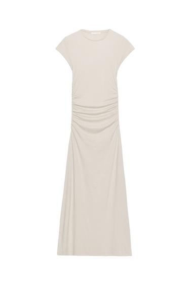 DRAPIERTES MIDIKLEID - Sandfarben von Zara