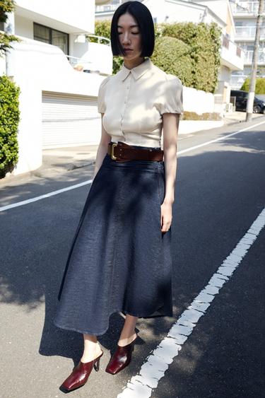 Z1975 アシンメトリーミディ丈スカートブルーZaraのZ1975 アシンメトリーミディ丈スカート - ブルー 