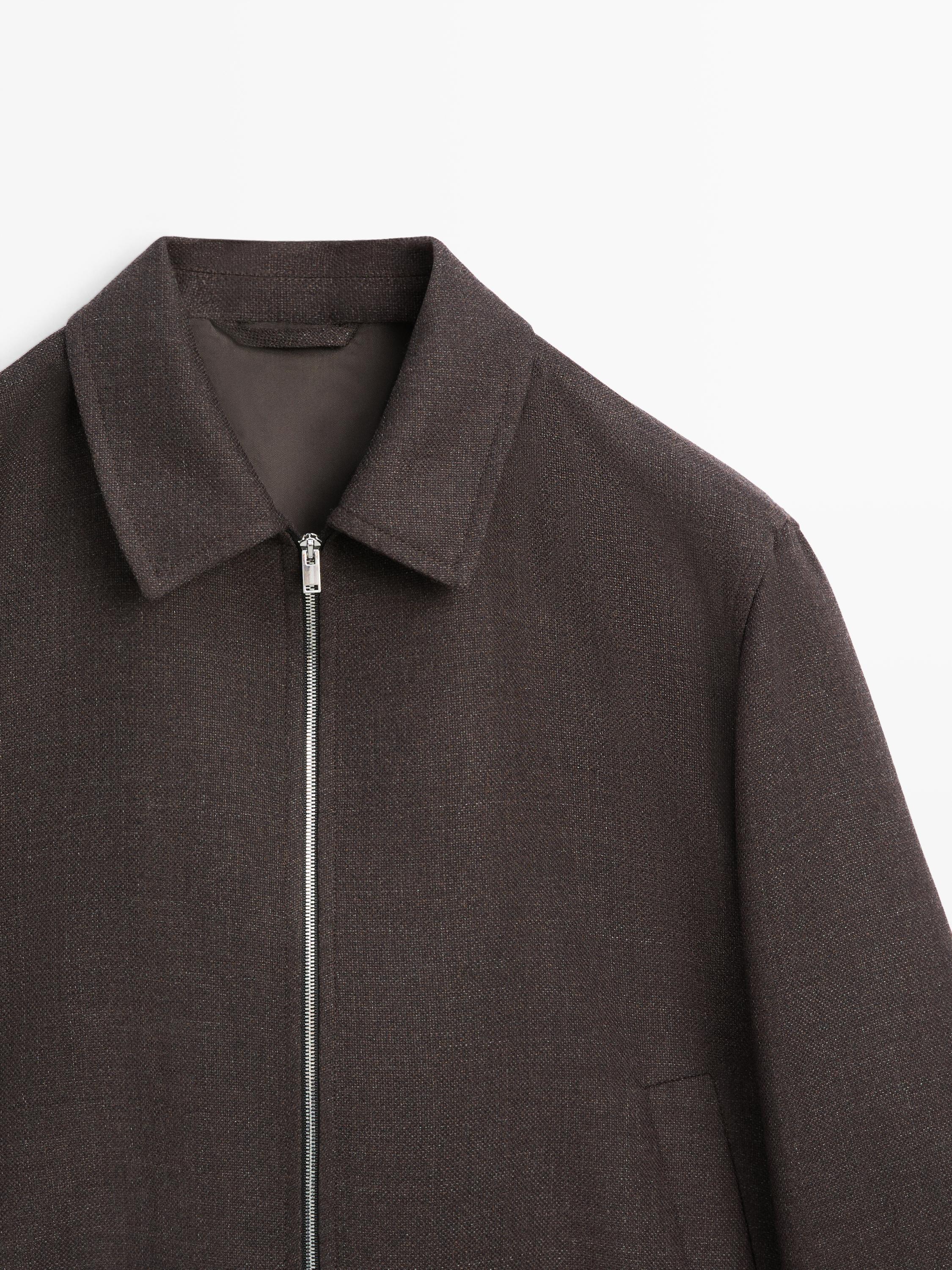 Wool bomber jacket with zip