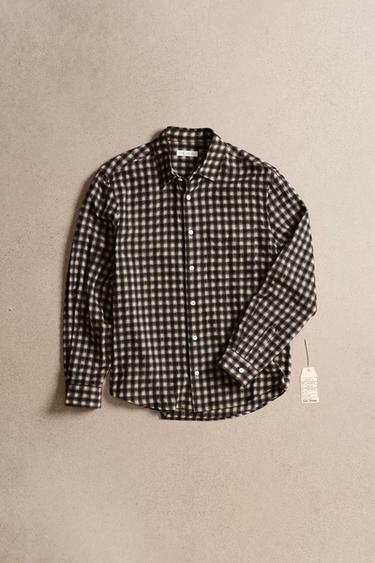 CAMISA CUADROS BOLSILLO - Marrón chocolate de Zara