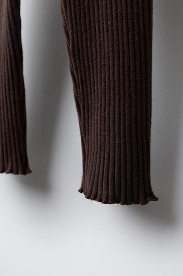 SOFT-TOUCH RIBBED LEGGINGS - Chocolate by Zara - Image 3
