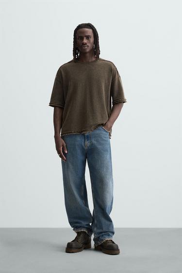 CAMISETA LAVADA PUNTO - Marrón de Zara - Imagen 0