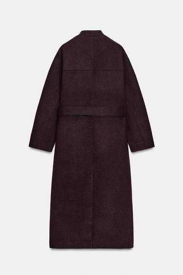 LANGER MANTEL MIT GÜRTEL - Burgundrot von Zara