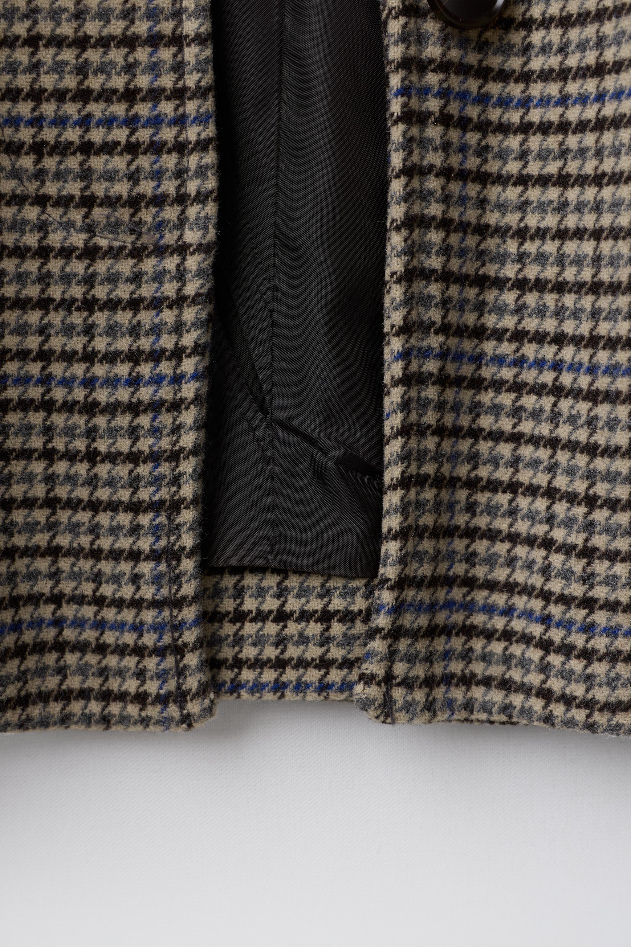 LONG WOOL-BLEND PLAID COAT
