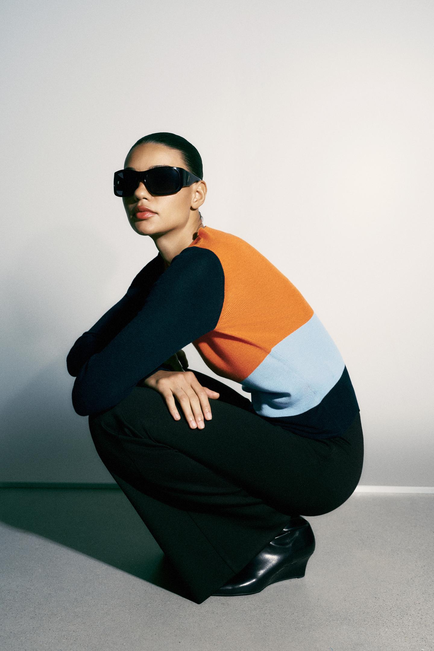 Женский топ Zara Color Block Fine Knit Top, цвет: Разноцветный — фото 4
