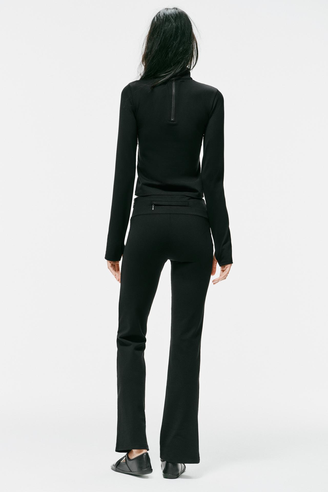 STRETCH FLARE PANTS — Black