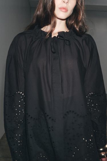 ZW COLLECTION EMBROIDERED BLOUSE - Black by Zara - Image 1