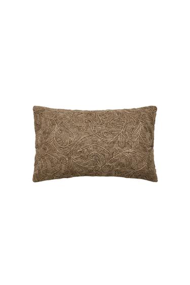 EMBROIDERED CUSHION COVER - Grey by Zara