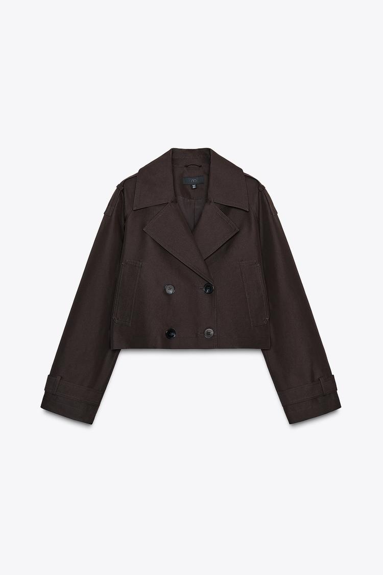 DOUBLE-BREASTED SHORT TRENCH COAT