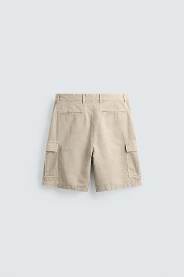 SHORT CARGO COTON ET LIN - Beige clair de Zara - Image 7
