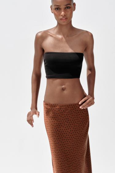 TOP شريطي RIB - أسود الخاص بـ Zara