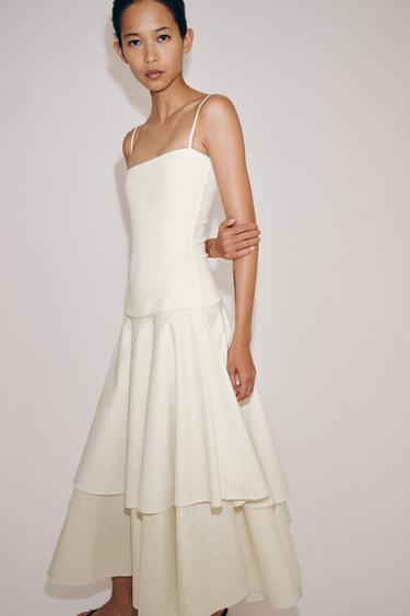 ROBE BIMATIÈRE À VOLANTS - Écru de Zara - Image 3