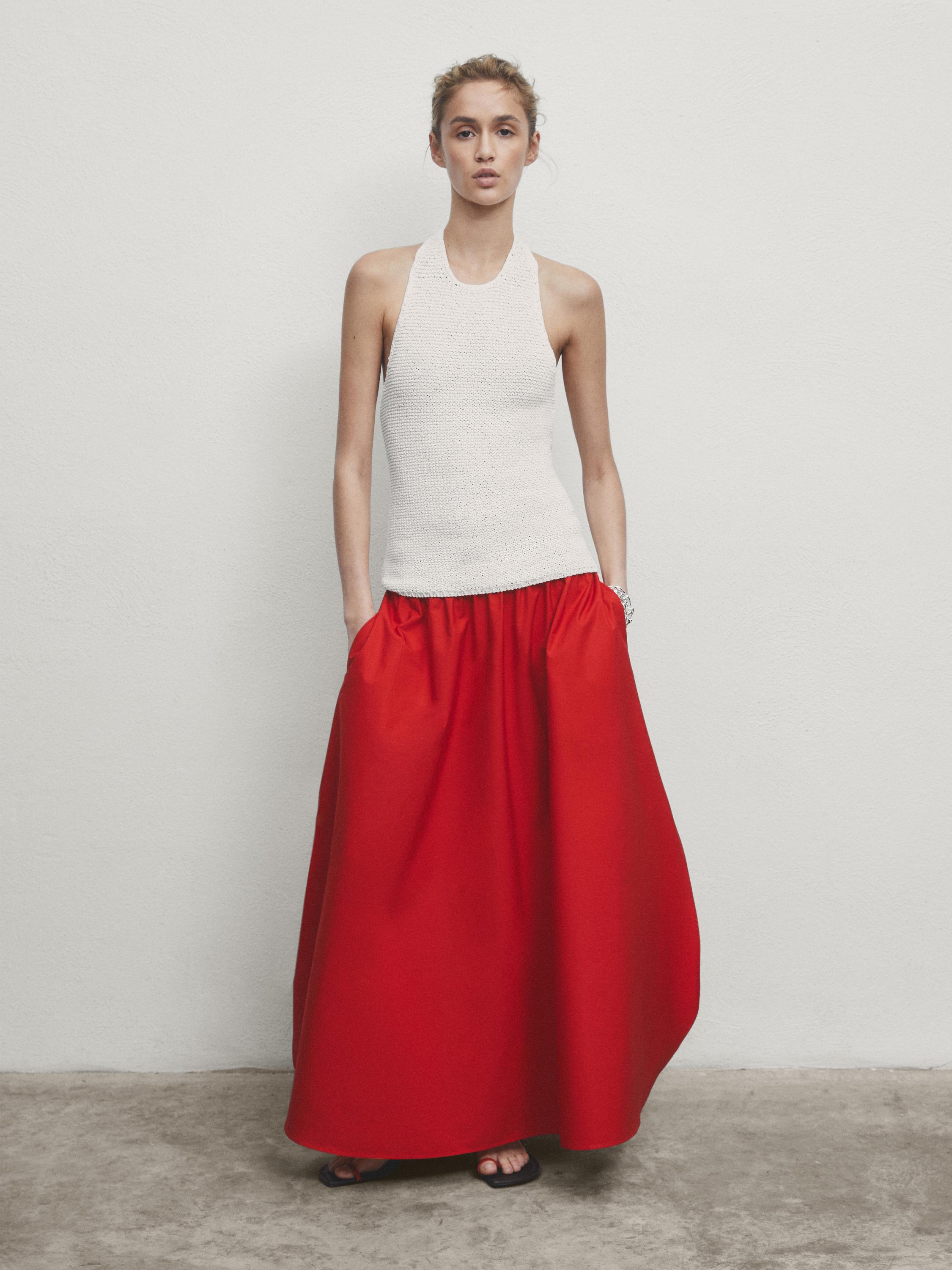 Long maxi skirt with elasticated waistband