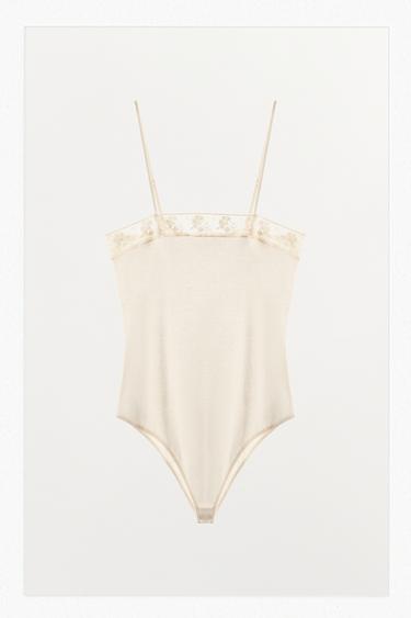 BODY PUNTO FINO ENCAJE - Crudo de Zara