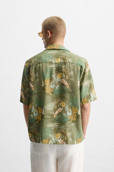 CHEMISE À IMPRIMÉ ANIMAUX - Kaki clair de Zara - Image 2