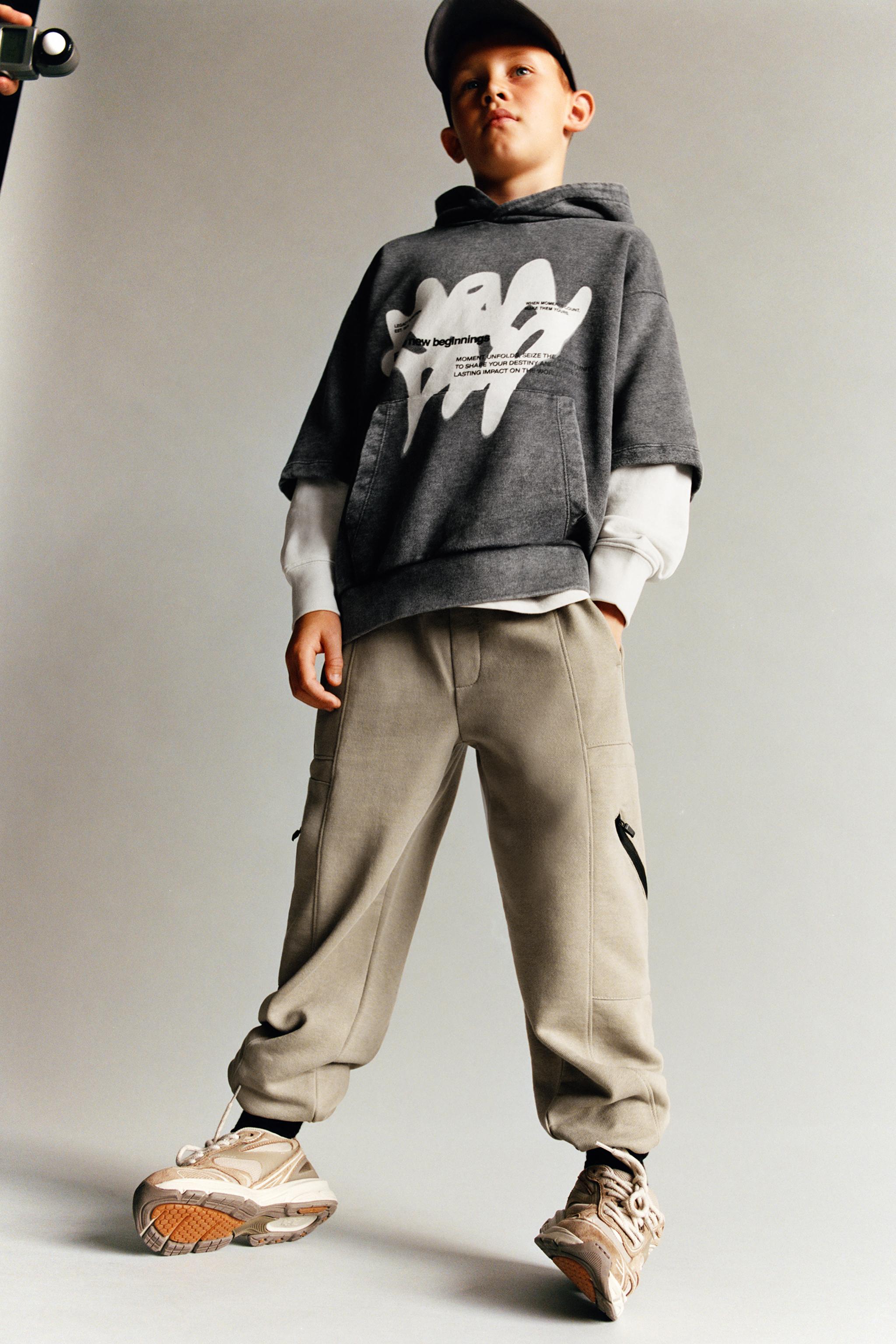 DOUBLE SLEEVE PRINT SWEATSHIRT - Gray / Beige | ZARA Canada