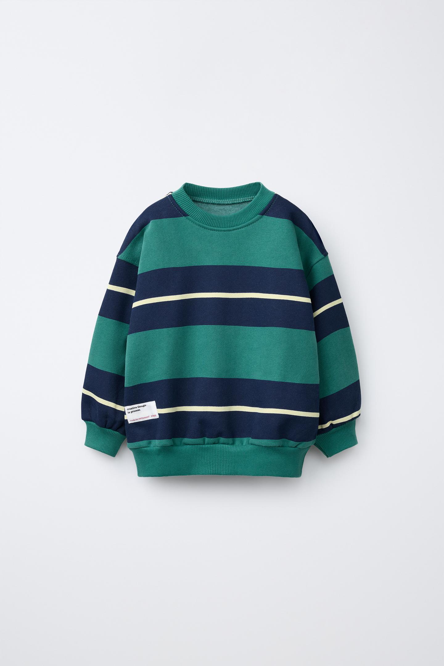 Детская толстовка Zara Striped, цвет: Зелёный — фото 2