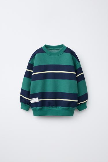 STRIPED SWEATSHIRT — Bottle green 1