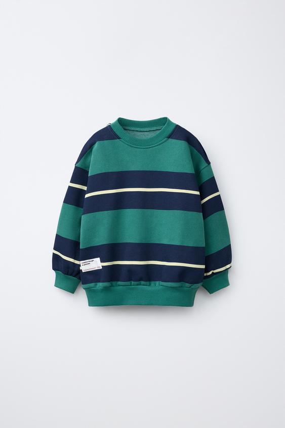 STRIPE PRINT SWEATSHIRT - Bottle green by Zara - Image 0