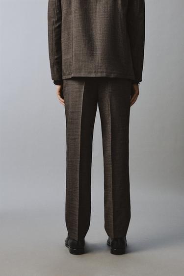 PANTALON PLIS COSTUME STRUCTURÉ 100% LAINE - Marron de Zara - Image 2