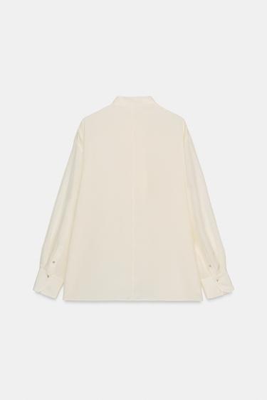 100% SILK SHIRT ZW COLLECTION - Ecru by Zara - Image 8