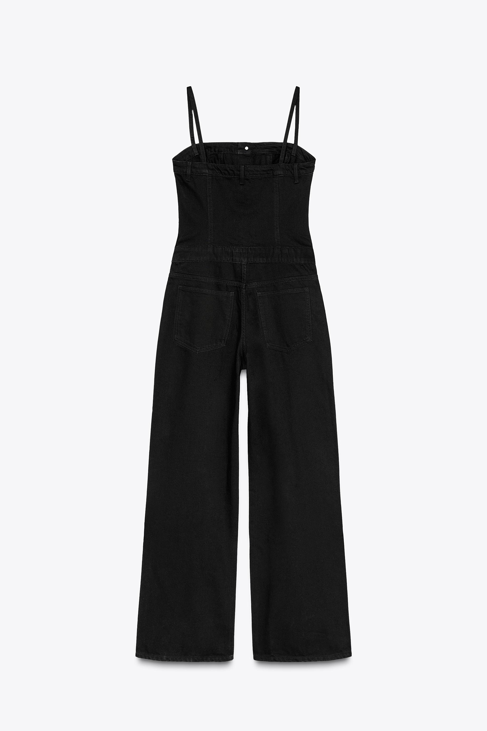 Denim Zara Peto Vaquero Negro Largo Mono Denim Negro Zara MONO