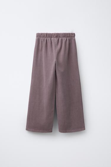 PANTALON WIDE LEG EFFET DÉLAVÉ - Prune de Zara - Image 1