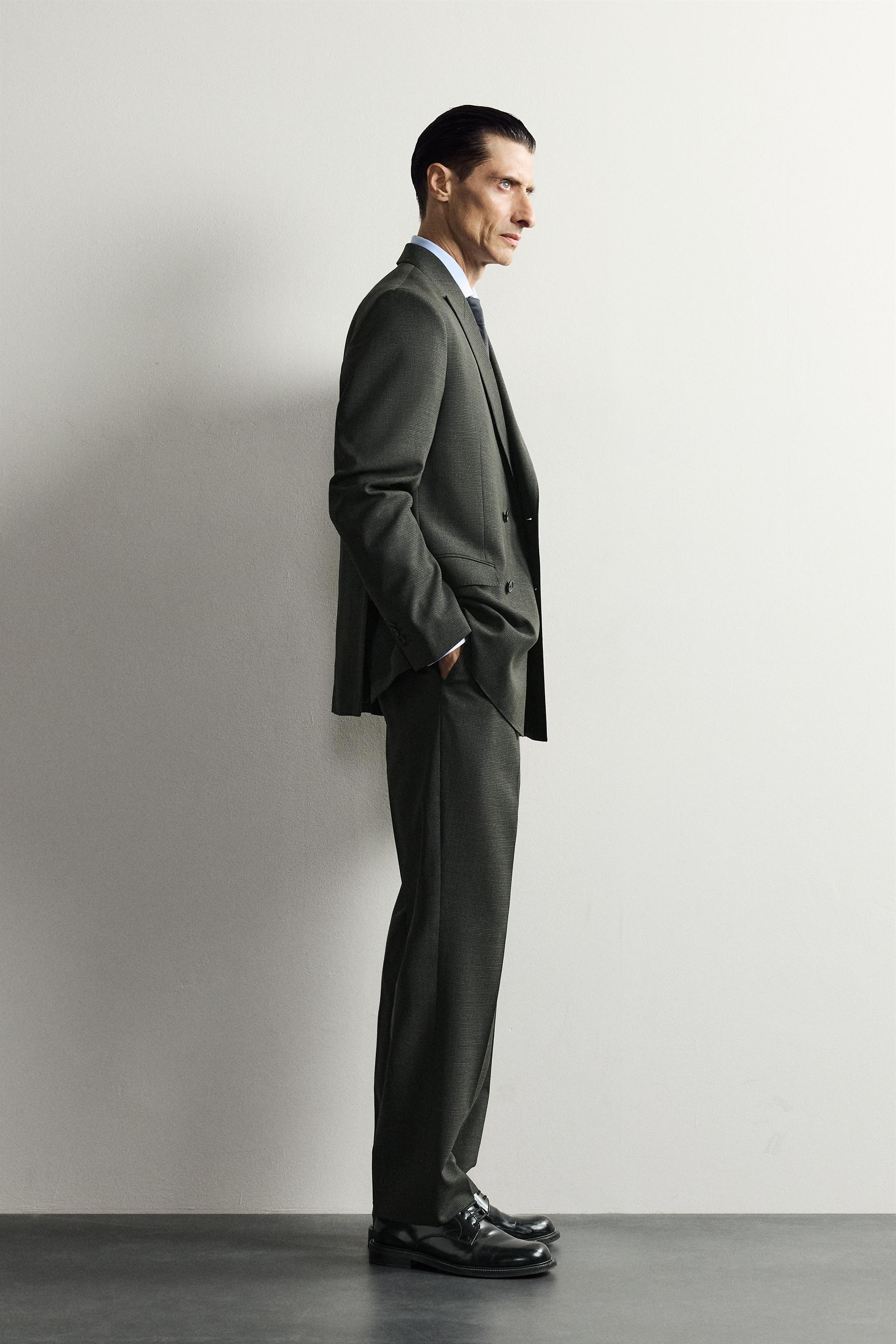 PANTALON DE COSTUME PIED-DE-POULE 100 % LAINE