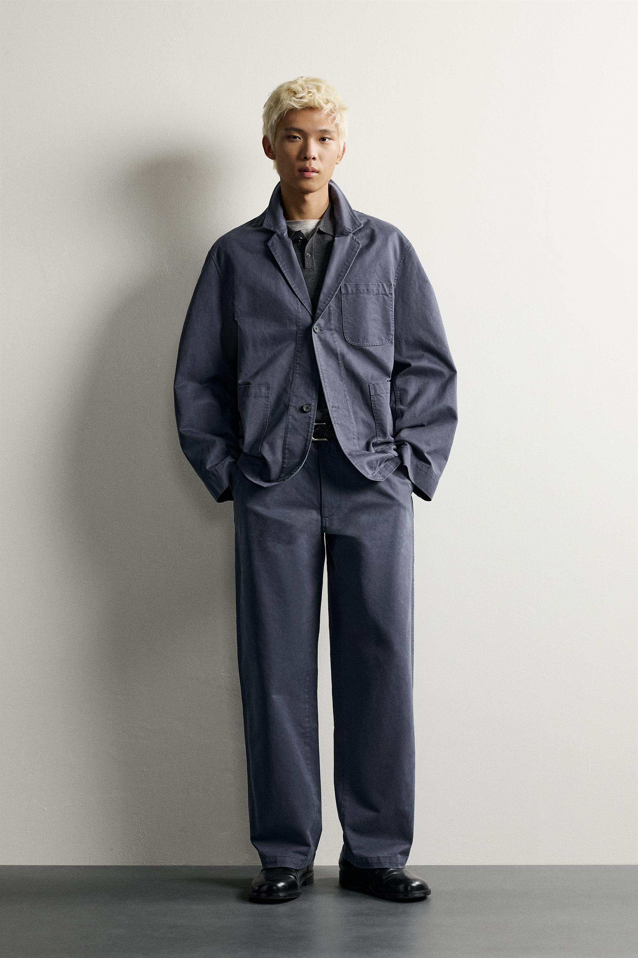 ウォッシュ リラックスフィット スーツパンツ - ブルー | ZARA Japan
